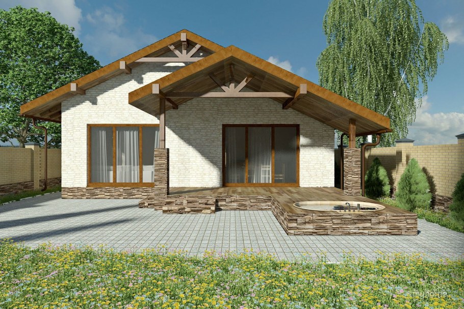 Одноэтажный дом в стиле Шале