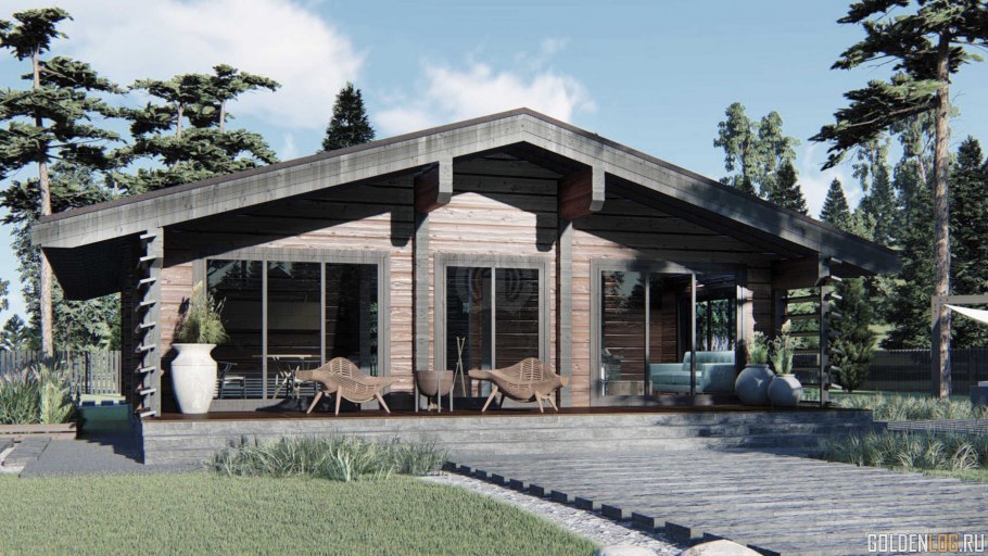 Проект бани Шале из клееного бруса