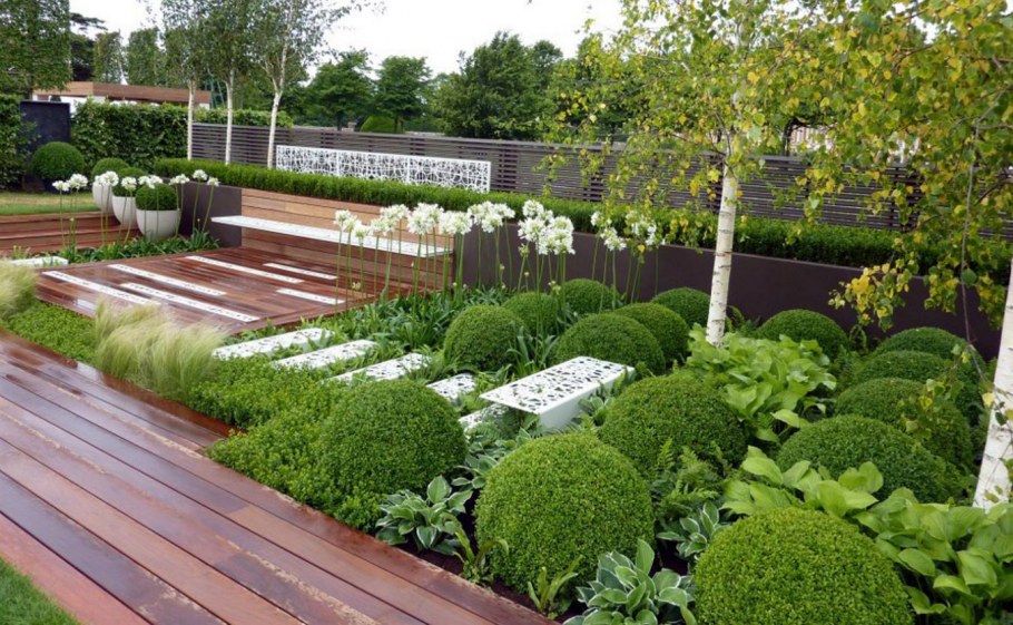 Сад ландшафт английский классический стиль патио