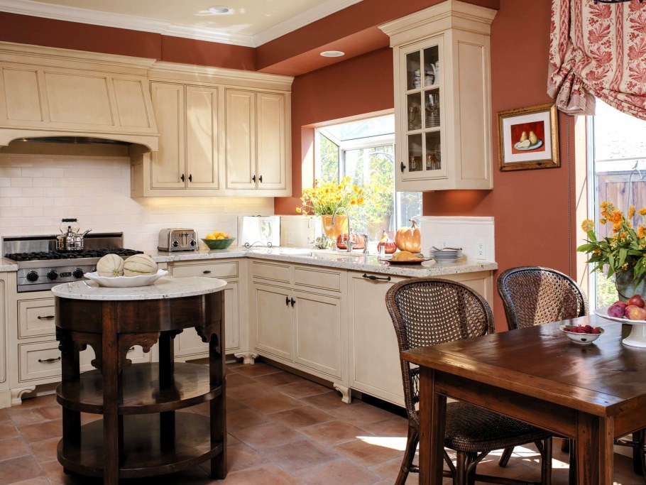 Терракотовый цвет в интерьере кухни