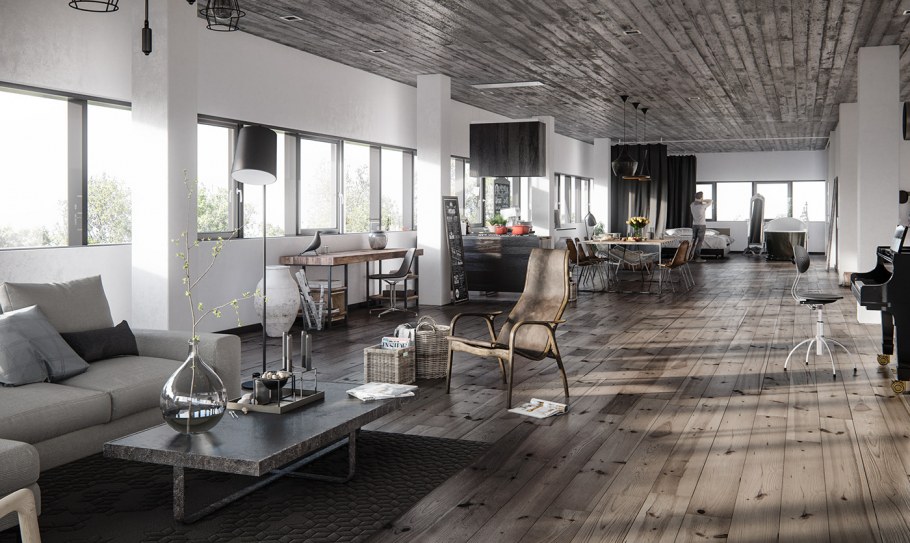 Бетонный пол в стиле лофт