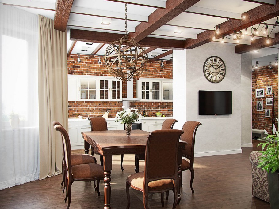 Потолочные балки в интерьере