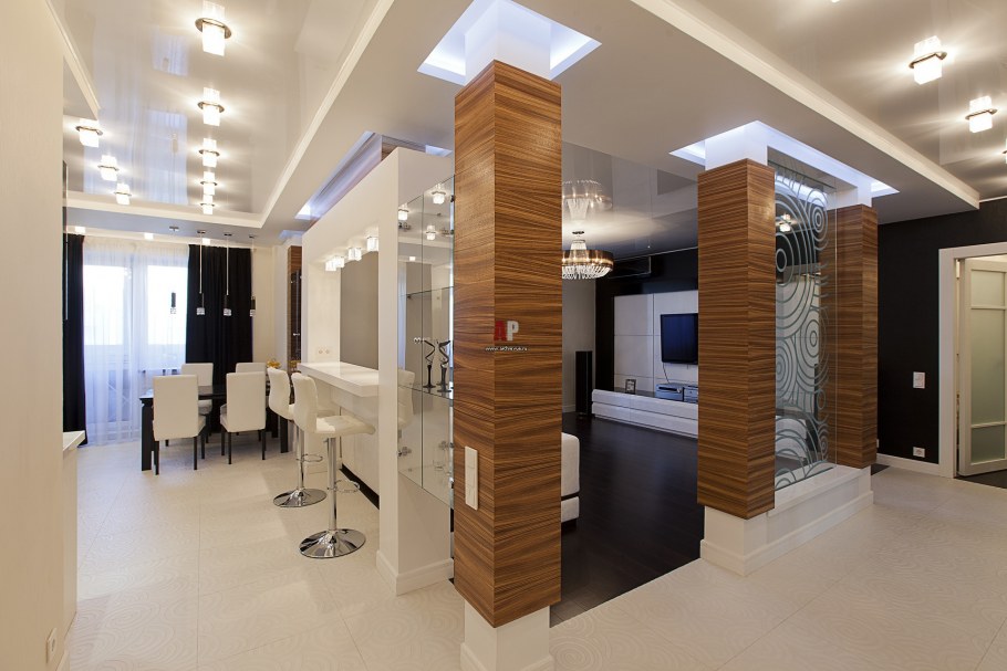 Отделка колонн деревом