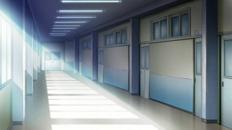 Коридор школы аниме