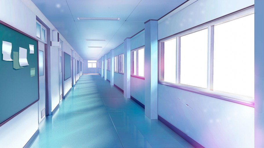 Коридор школы аниме