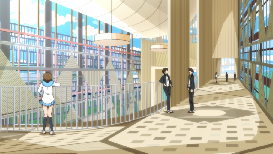 Аниме школа коридор с учениками