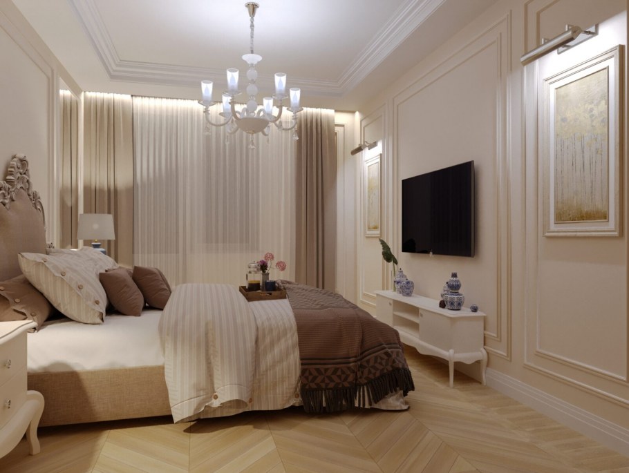 Серые стены в спальне