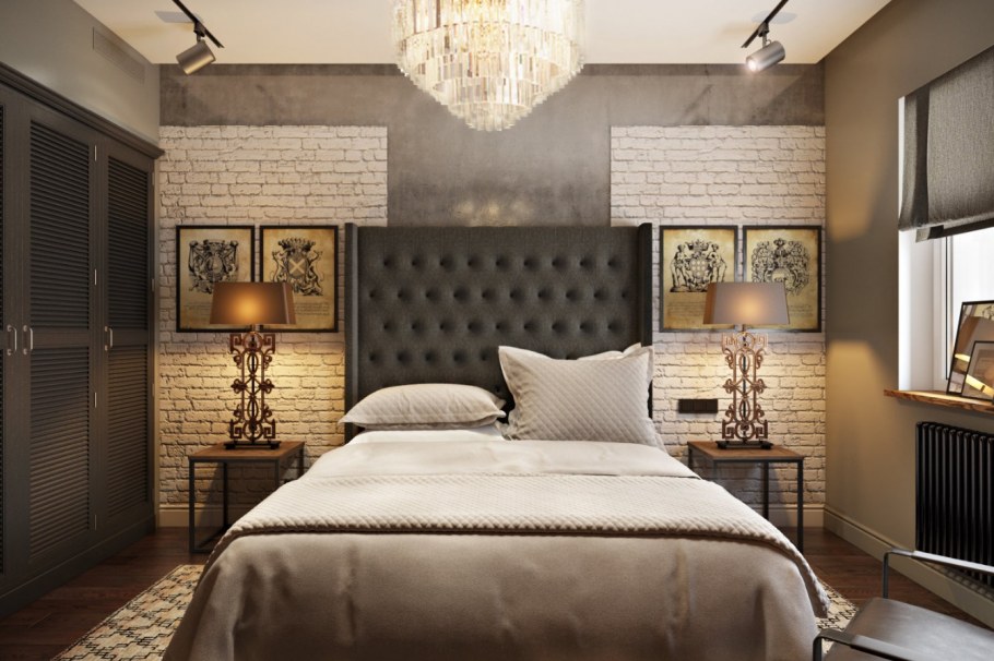 Спальня 10 кв м в стиле лофт