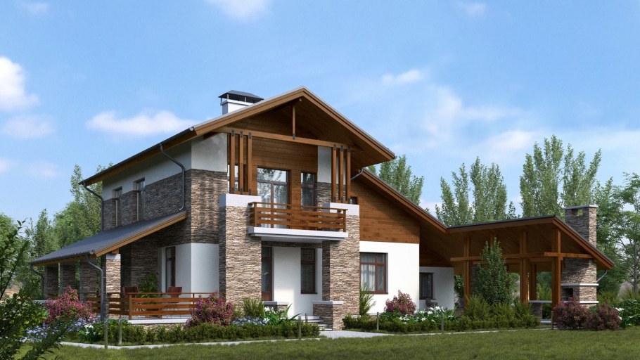 Шале с мансардой и террасой проекты