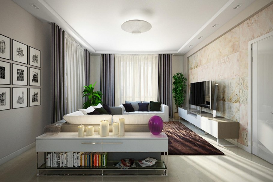 Проект гостиной в современном стиле