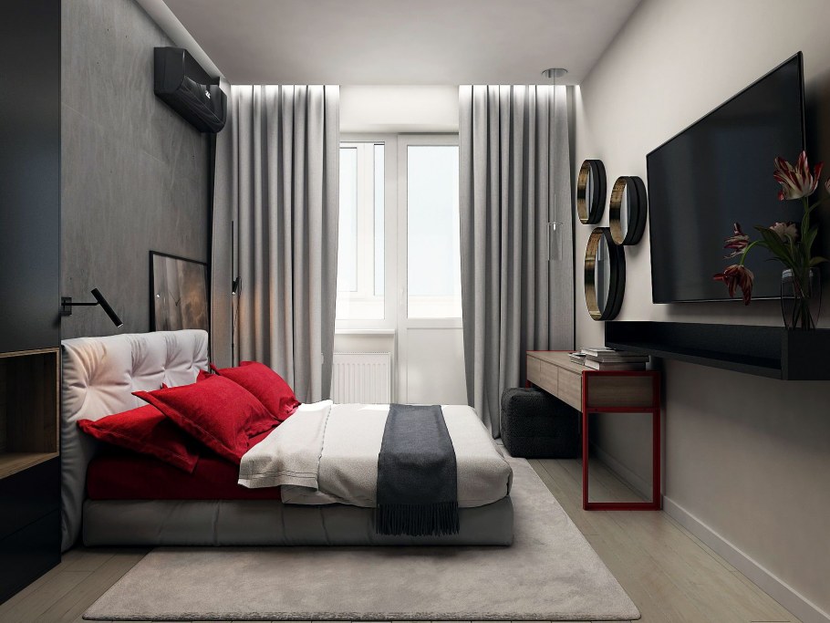 Красно черная спальня