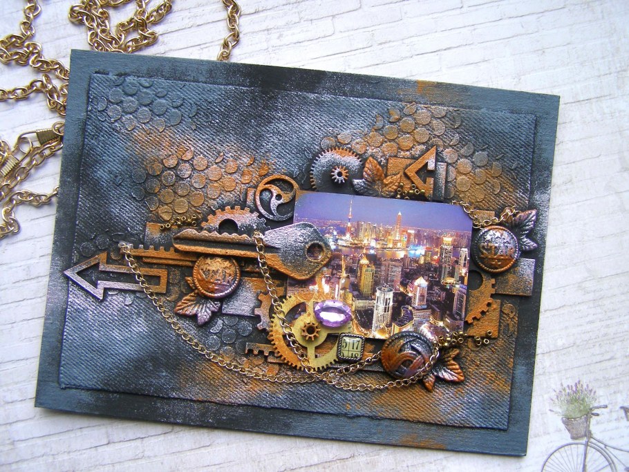 Новогодняя открытка в стиле стимпанк