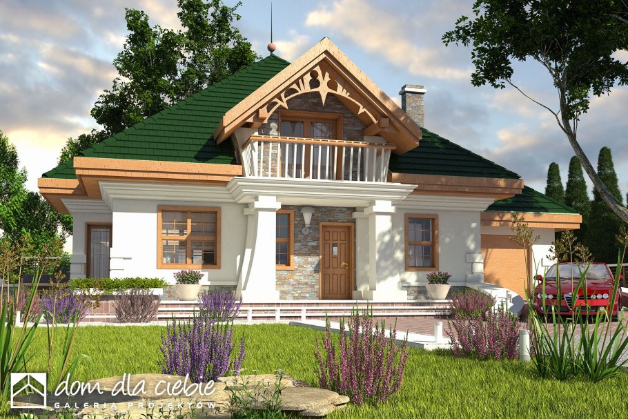 Одноэтажный дом с высокой крышей