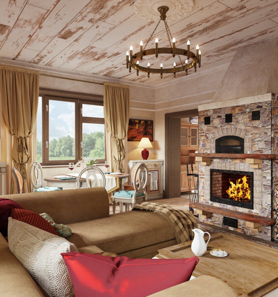 Гостиная в стиле Кантри