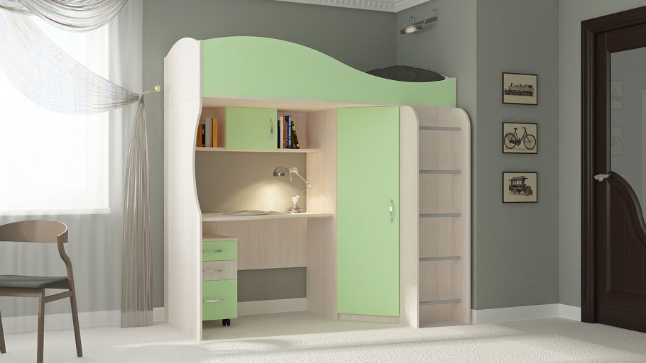 Кровать чердак Буратино Линаура