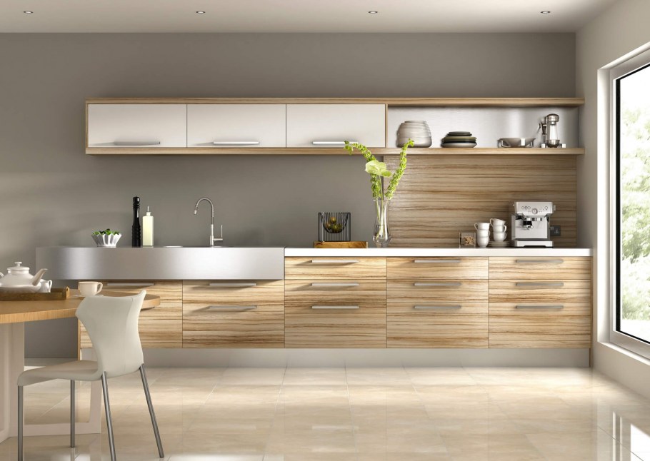 Кухня светлое дерево современная