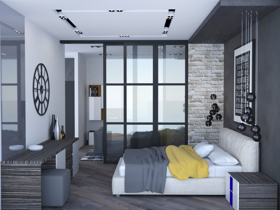 Спальня-гостиная с перегородкой