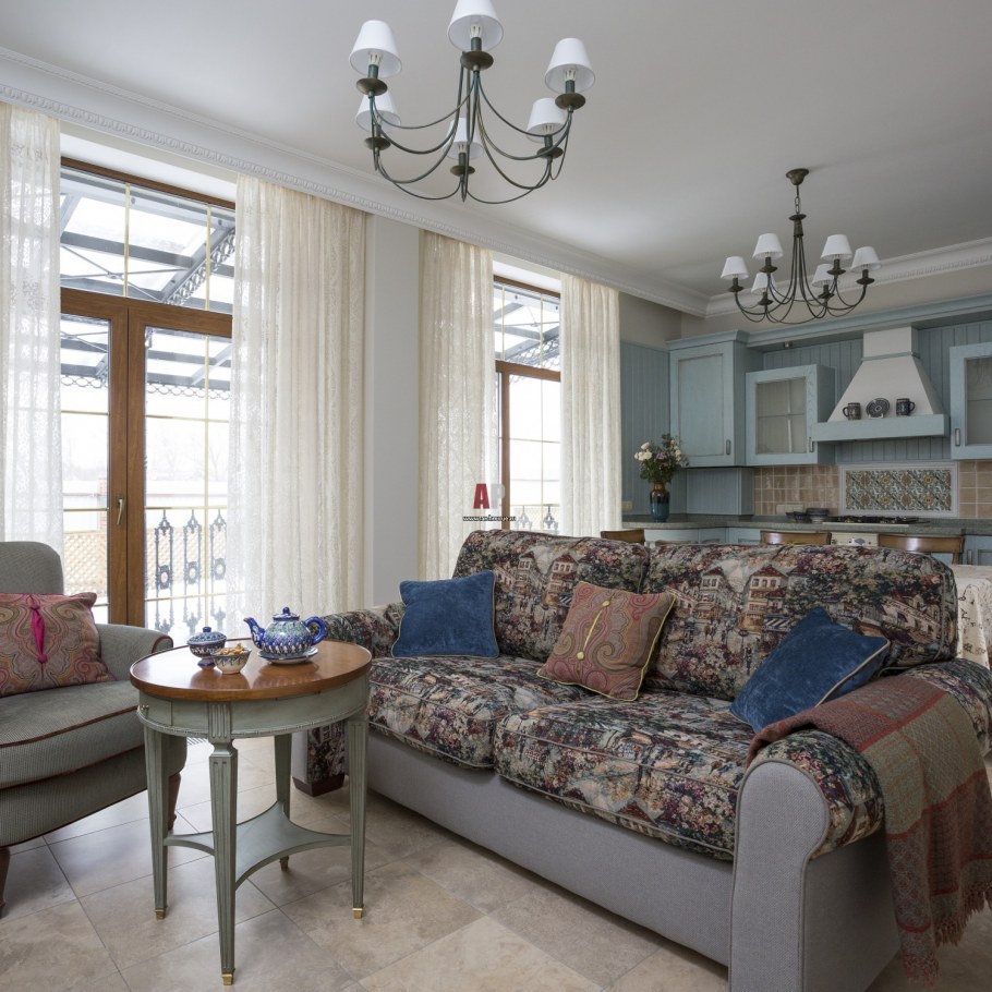 Кухня-гостиная 20 кв.м в стиле Прованс