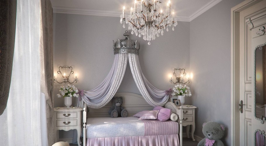 Спальня для девочки в серо розовых тонах
