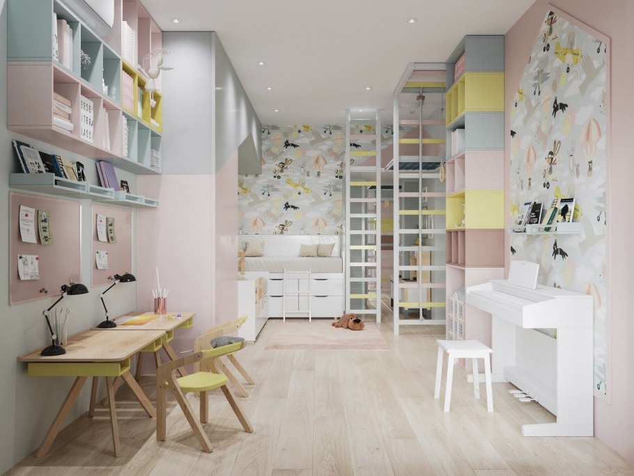 Подростковая комната в пастельных тонах