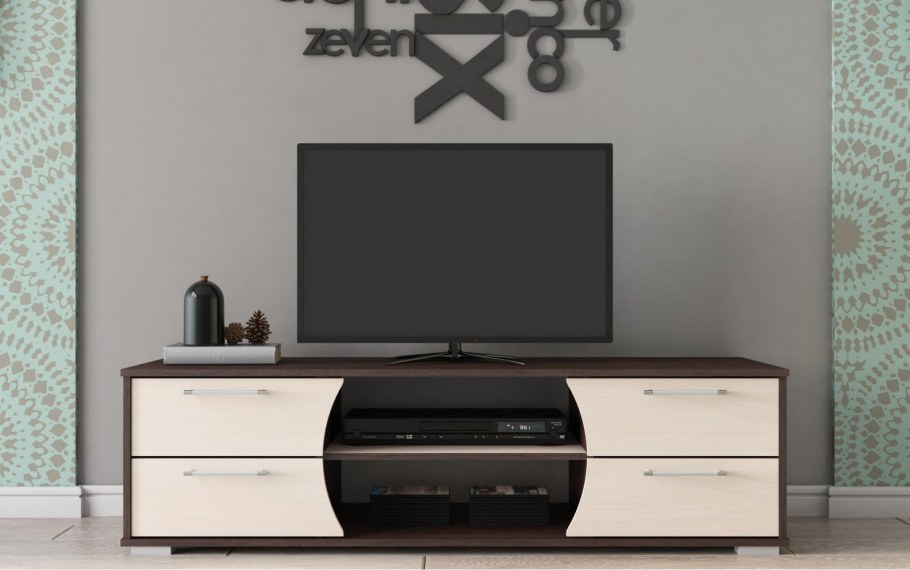 Тумба ТВ-10 420х1510х500 дуб выбеленный/венге