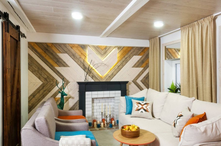 Разноцветная вагонка в интерьере