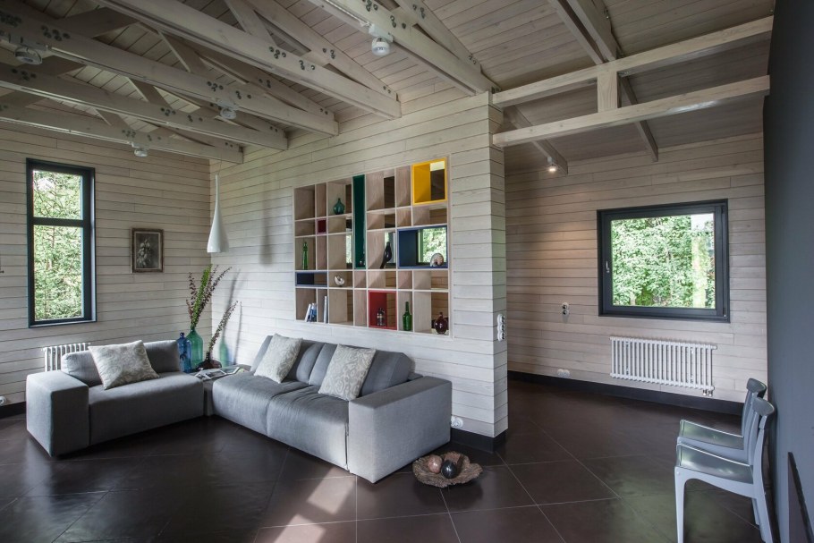 Вагонка в интерьере гостиной