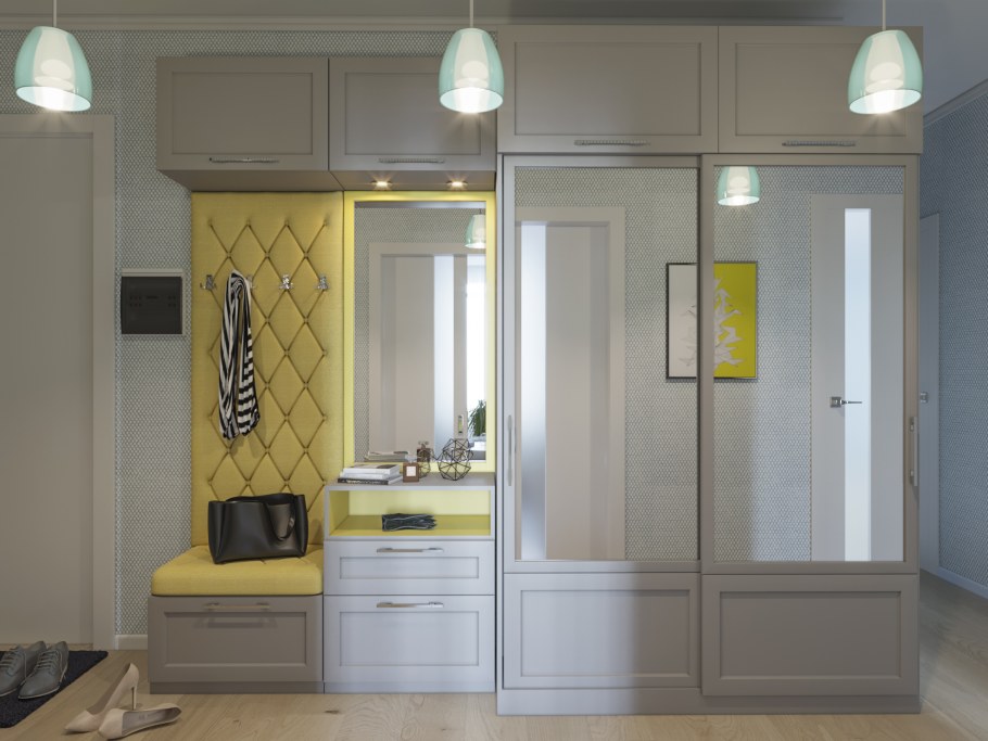Желтый шкаф в прихожую