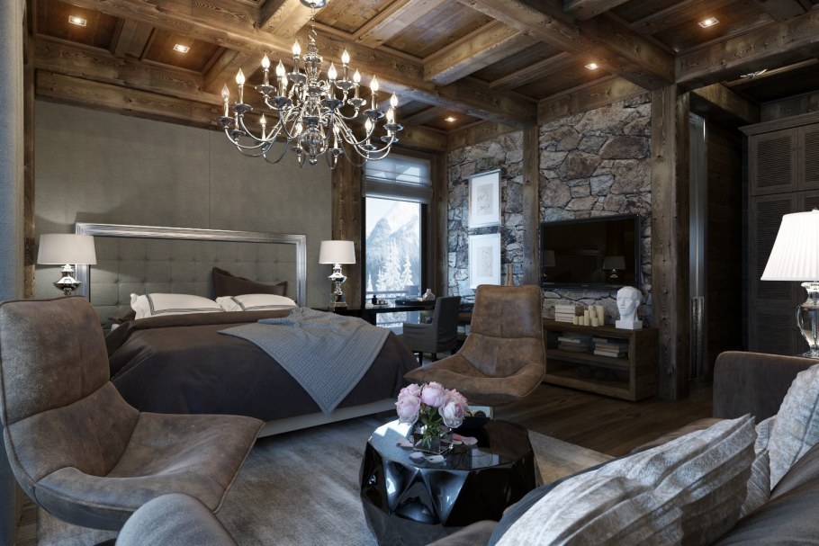 Гостиная в замковом стиле Шале