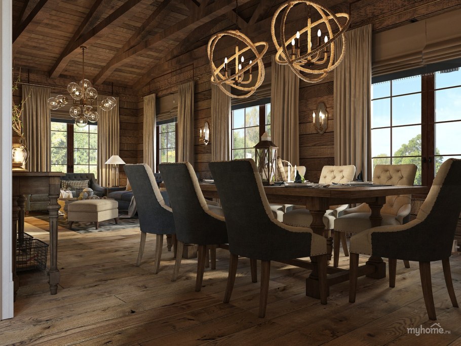 Кухня-столовая в стиле Шале