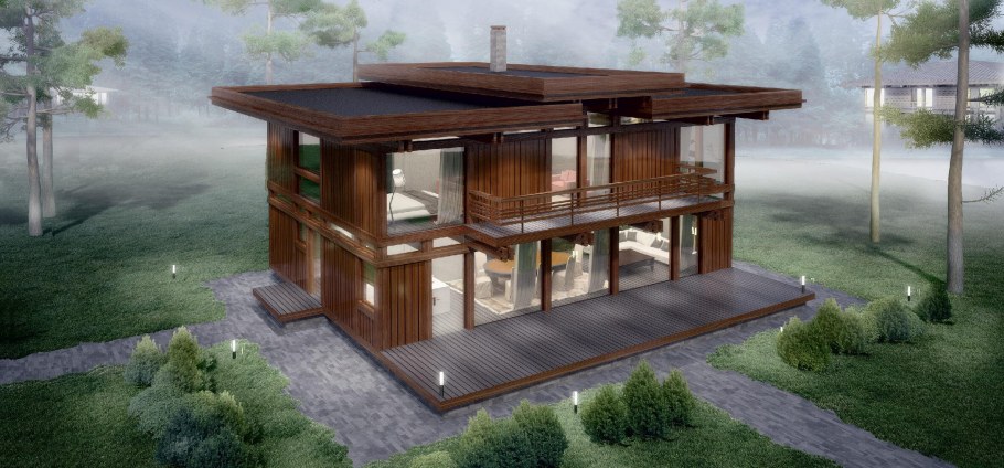 Шале с односкатной крышей