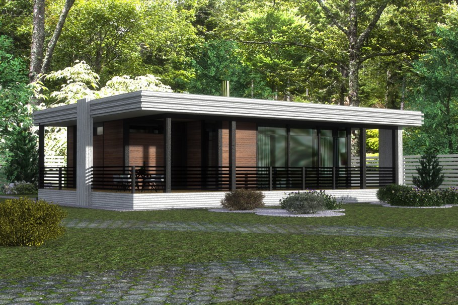 Дом с пологой крышей