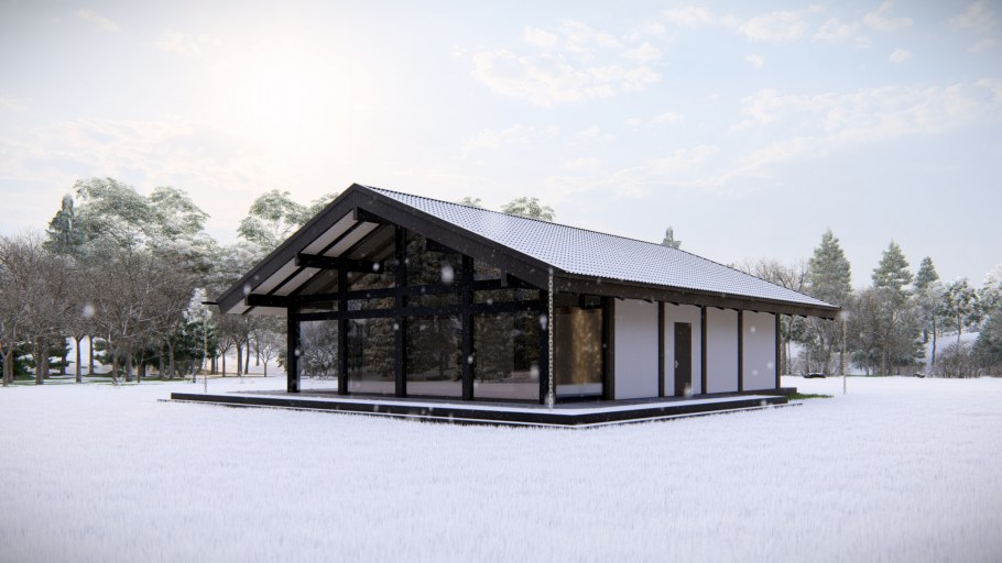 Фахверковый дом с плоской кровлей