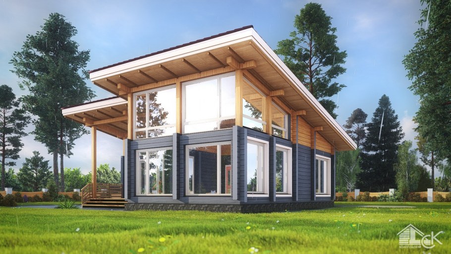 Фахверк с односкатной крышей