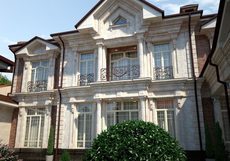 Фасады домов из мрамора