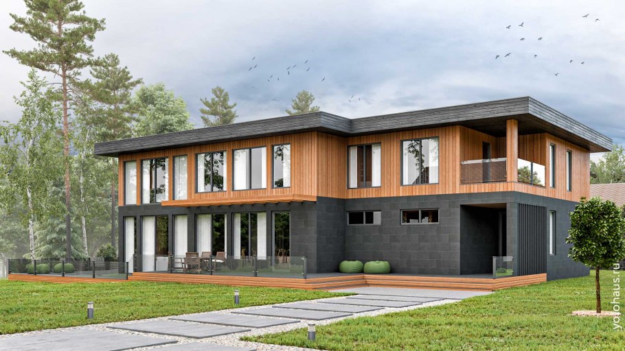 Двухэтажный дом с плоской крышей обои на рабочий стол