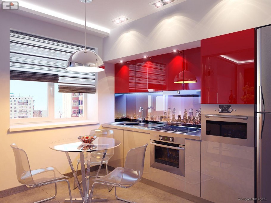 Красная кухня в квартире