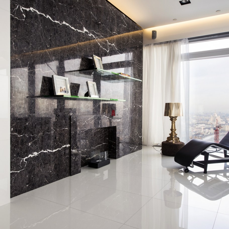 Мрамор в интерьере кухни