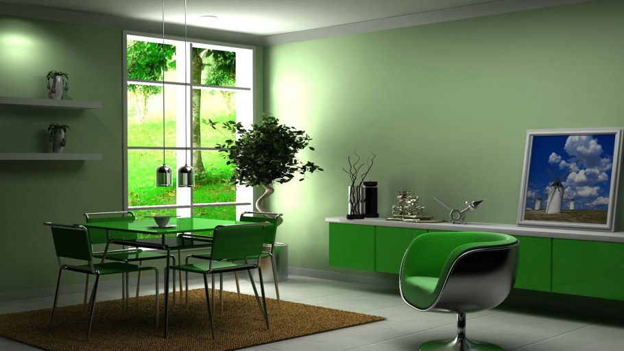Зеленый цвет в интерьере