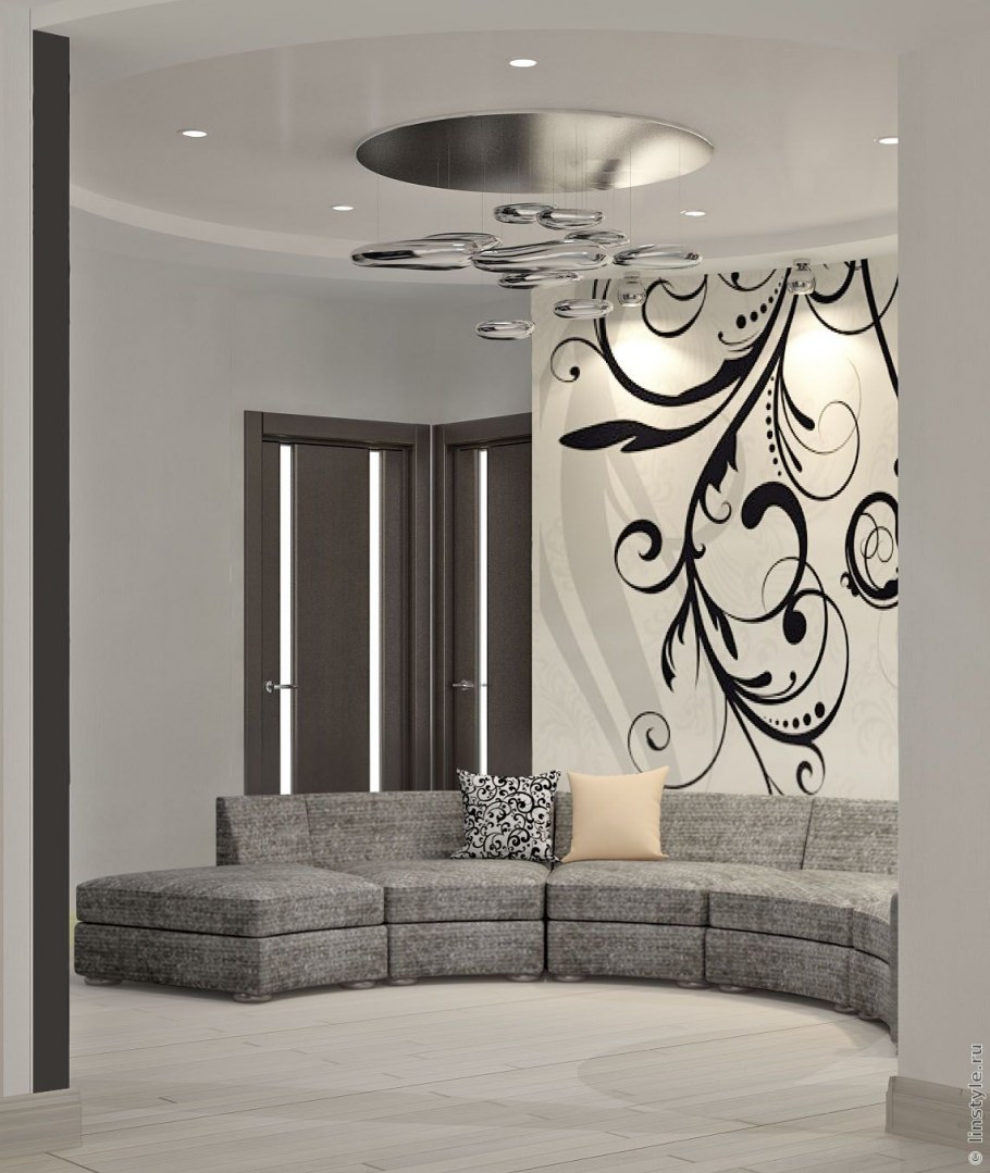 Черно-белый Хай тек интерьер с розовыми деталями