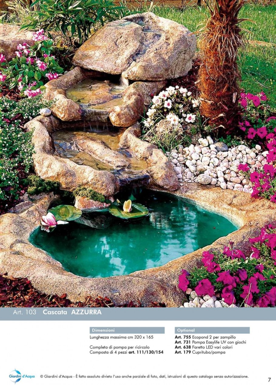 Пруд с водопадом и альпийской горкой