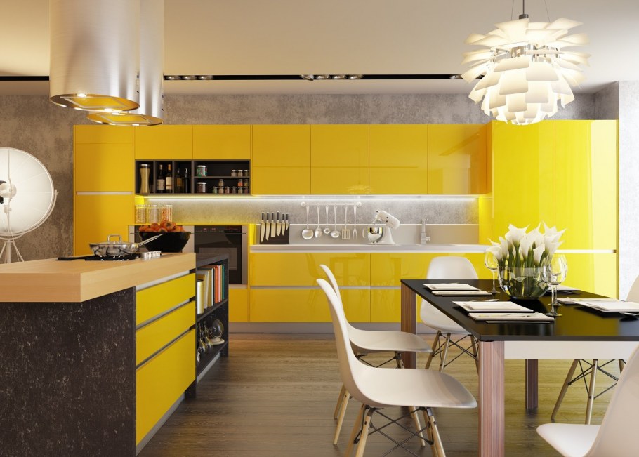 Желтый кухонный гарнитур