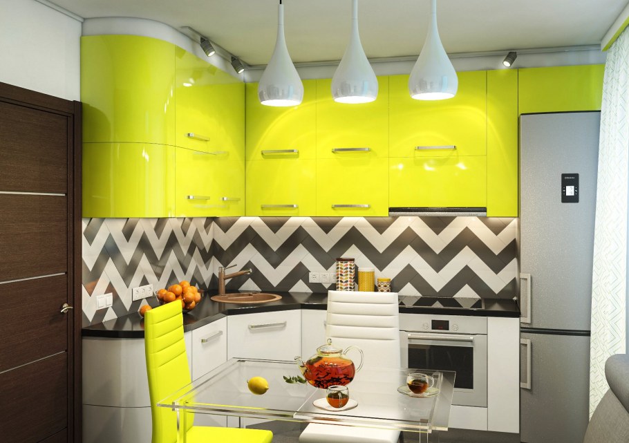 Желто черный интерьер