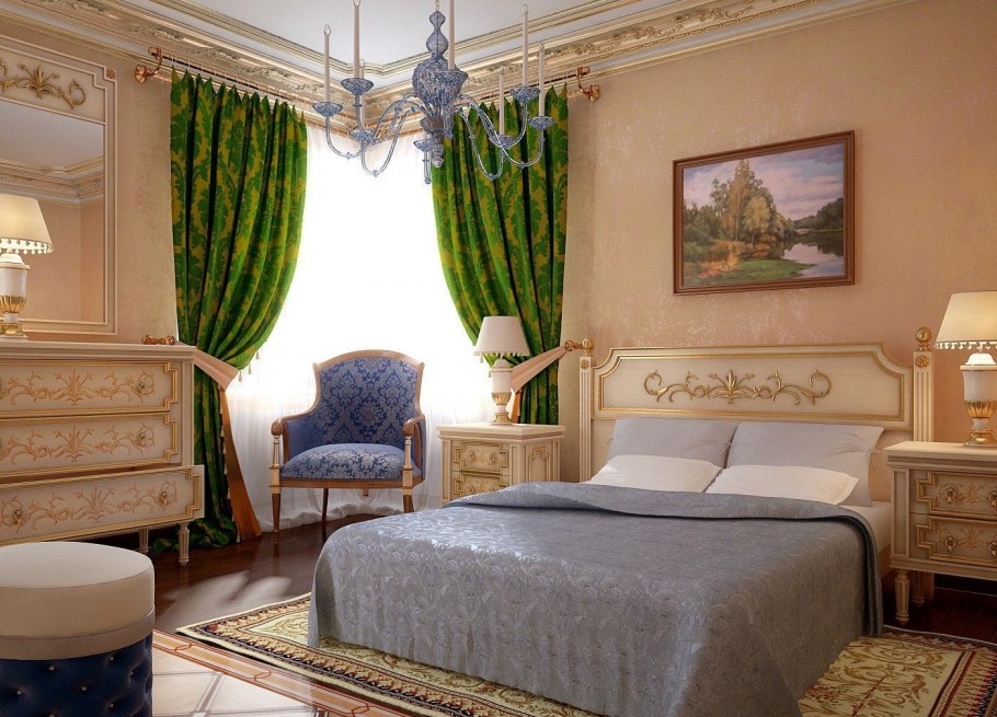 Бежево мятная спальня