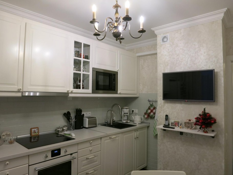 Обои на кухню дизайн под белую кухню