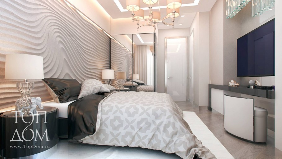 Стильная современная спальня в светлых тонах