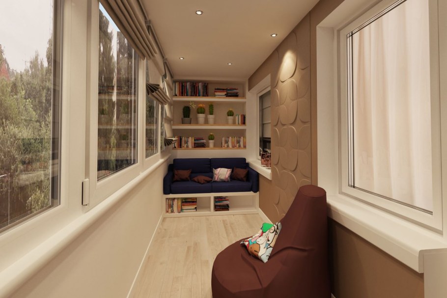 Лоджия совмещенная с комнатой п44т