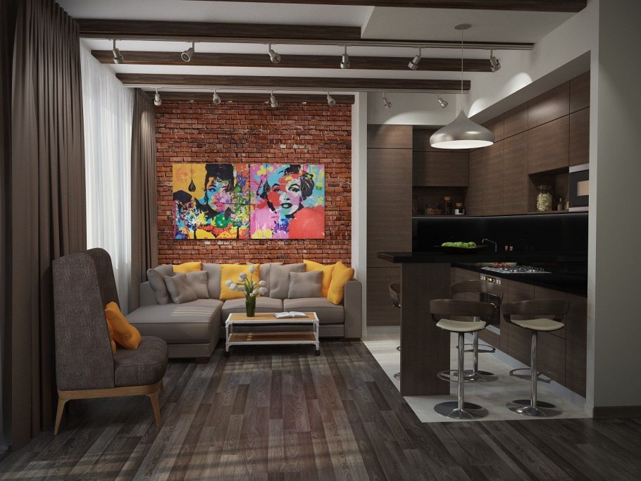 Кухня гостиная икеа 20м