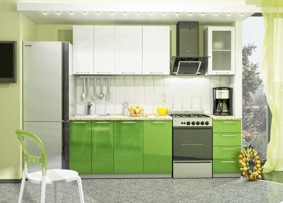 Кухня Техно салатовый металлик