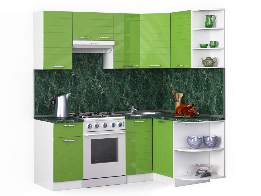 Кухня угловая зеленая